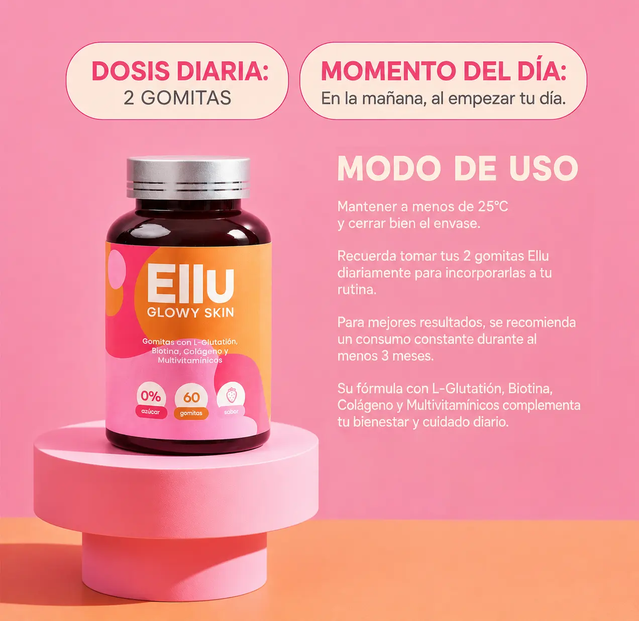 Trio de Gomitas con L-Glutatión, Biotina, Colágeno y Multivitamínico - Imagen 2