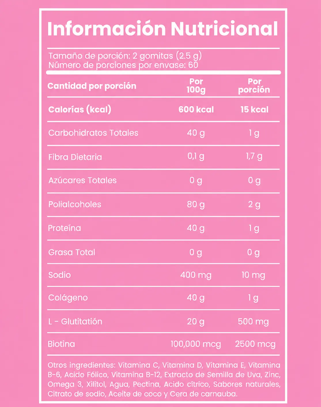 Gomitas con L-Glutatión, Biotina, Colágeno y Multivitamínico - Imagen 3